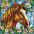 5D Diamond Painting Brown Horse Abstract in Flowers Kit