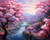 5D Diamond Painting Mountain River Cherry Blossom Trees Kit