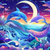 5D Diamond Painting Abstract Dolphins and Crescent Moon Kit