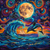 5D Diamond Painting Abstract Swirl Dolphins and Moon Kit