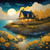 5D Diamond Painting Golden Glow Lake House Kit