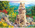 5D Diamond Painting Wolf and Cubs in the Flowers Kit