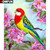 5D Diamond Painting Colorful Bird in Pink Flowers Kit