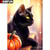 5D Diamond Painting Black Cat Orange Pumpkin Kit