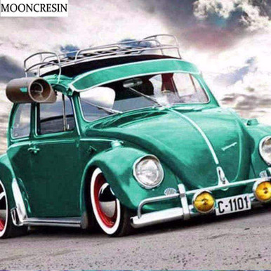 5D Diamond Painting Green VW Beetle Kit