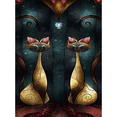 5D Diamond Painting Abstract Design Cat Face Kit - Bonanza Marketplace