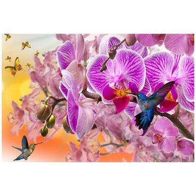 5D Diamond Painting Lavender Orchid and Candle Kit - Bonanza Marketplace