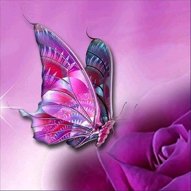 5D Diamond Painting Pink and Purple Butterfly Kit - Bonanza Marketplace