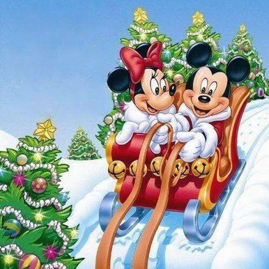 5D Diamond Painting Mickey & Minnie Sleigh Kit