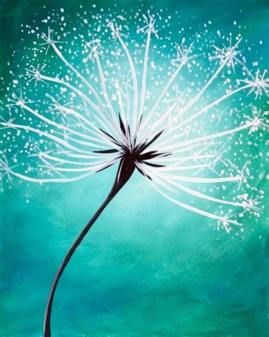 5D Diamond Painting Abstract White Dandelion Kit