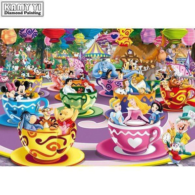 5D Diamond Painting Alice's Crazy Teacups Kit - Bonanza Marketplace