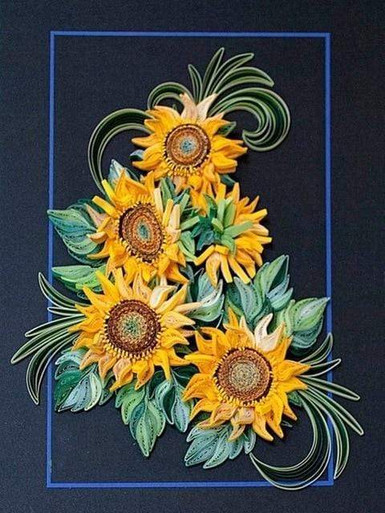 5D Diamond Painting Black Background Sunflowers Kit