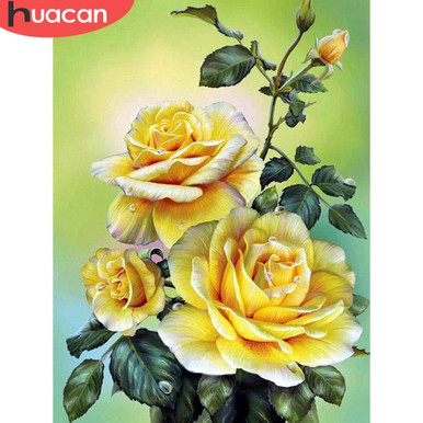 Yellow rose and meniscus diamond painting set adult diamond art