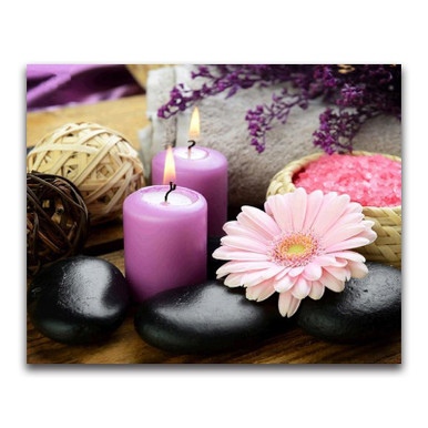 5D Diamond Painting Purple Orchid Candles by Bamboo Kit