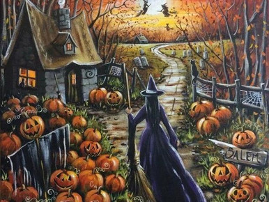 5D Diamond Painting Witches in the Yard Kit