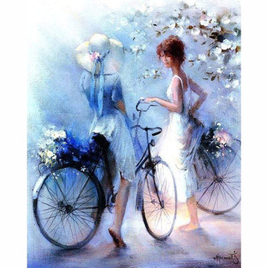 5D Diamond Painting Two Women on Bicycles Kit