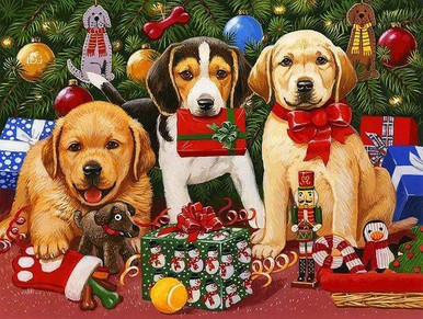 5D Diamond Painting Little Puppy and Presents Kit