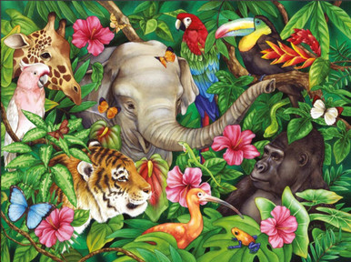 5D Diamond Painting Leopard & Animals of the Jungle Kit