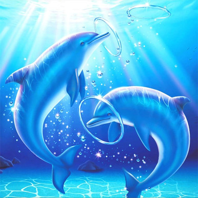 Full Diamond Painting kit - Dolphin jumping – Hibah-Diamond painting art  studio