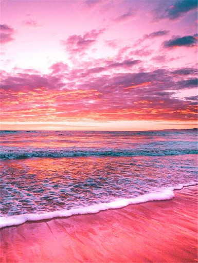 5D Diamond Painting Pink Sky Ocean Sunset Kit - Bonanza Marketplace