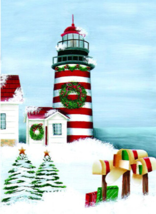 5D Diamond Painting Christmas Lighthouse Kit - Bonanza Marketplace