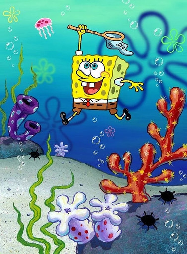 Spongebob And Patrick In Phone - 5D Diamond Painting 