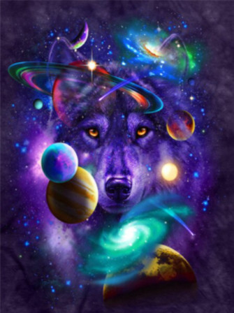 5D Diamond Painting Wolf Galaxy Kit - Bonanza Marketplace