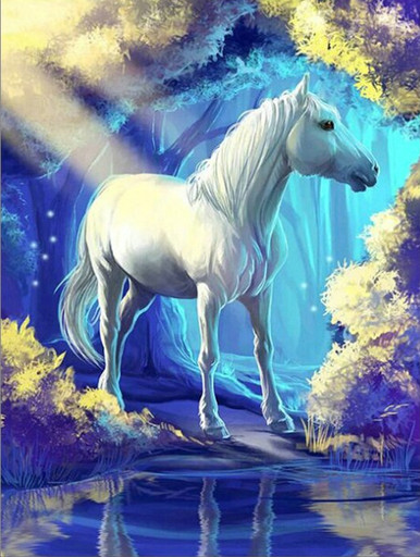 5D Diamond Painting White and Brown Horse Kit - Bonanza Marketplace