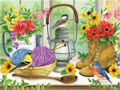 5D Diamond Painting Birds on the Craft Table Kit - Bonanza Marketplace