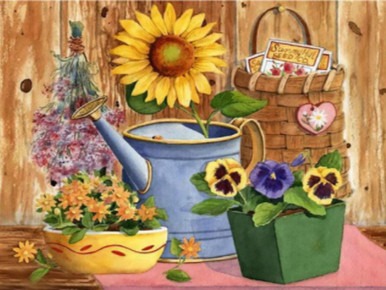 5D Diamond Painting Sunflower and Blue Watering Can Kit - Bonanza ...