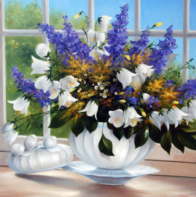 5D Diamond Painting White Bowl Flower Arrangement Kit - Bonanza ...