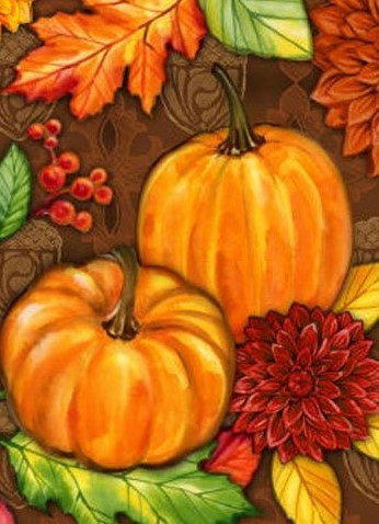 5D Diamond Painting Fall Pumpkins and Flowers Kit - Bonanza Marketplace