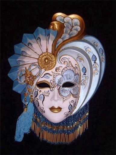 5D Diamond Painting Blue and Gold Mask Kit - Bonanza Marketplace