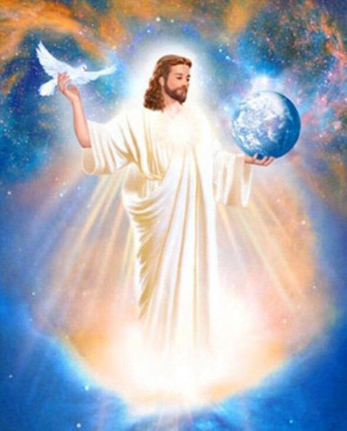 5D Diamond Painting Jesus with a Dove & Earth Kit - Bonanza Marketplace