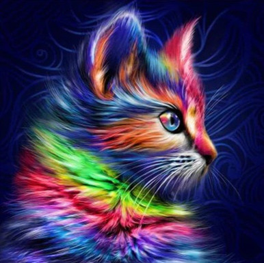 Rainbow Cat serie Diamond Painting Frames Diseño Manual