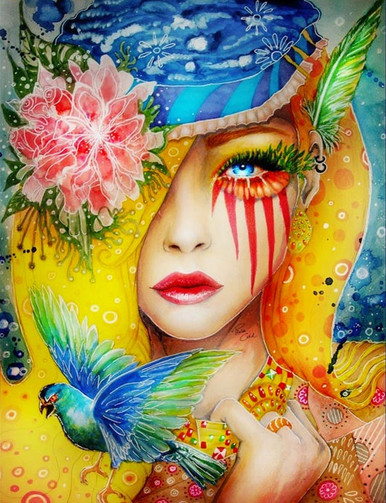 5D Diamond Painting Abstract Bird & Woman's Face Kit - Bonanza