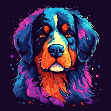 Abstract Pet Dog Diamond Painting Artistic Design Style House