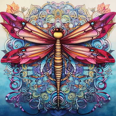 5D Diamond Painting Abstract Pink Wing Dragonfly Kit - Bonanza Marketplace