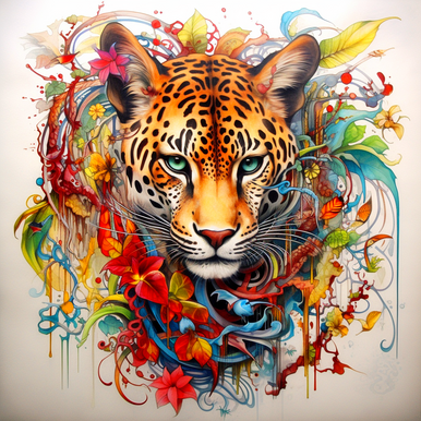 5D Diamond Painting Abstract Rainbow Leopard Face Kit - Bonanza Marketplace