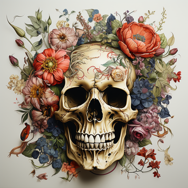 Floral Heart Skull, 5D Diamond Painting Kits