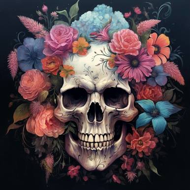 Floral Heart Skull, 5D Diamond Painting Kits