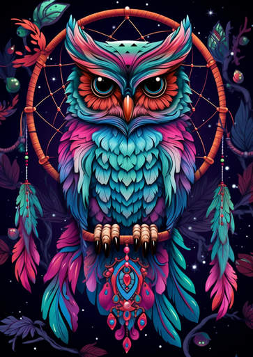 Colorful Big Dream Catcher Owl Diamond Painting – Fiyo Diamond