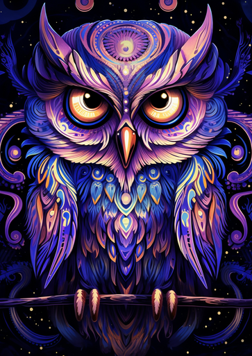 5D Diamond Painting Abstract Owl and Moon Kit - Bonanza Marketplace