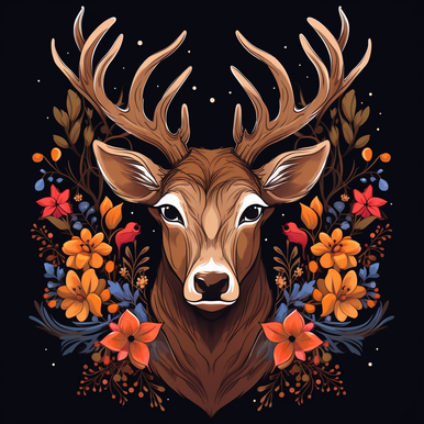 5D Diamond Painting Deer in the Flowers Kit - Bonanza Marketplace