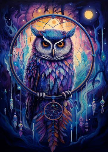 5D Diamond Painting Galaxy Owl Diamond Painting Kit - Bonanza