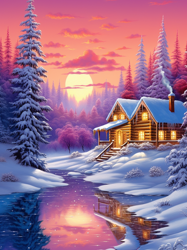 Snow Cute in Pink Diamond Painting Kit