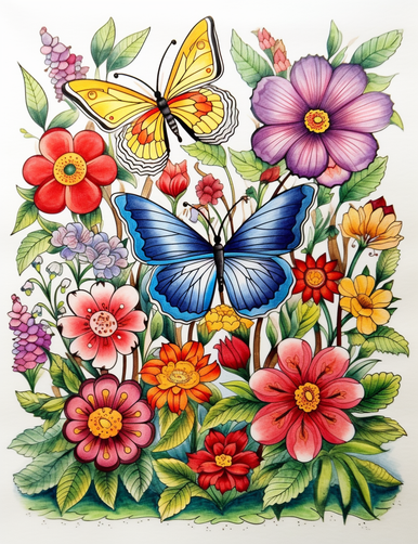 5D Diamond Painting Pink Flowers and Butterfly Kit