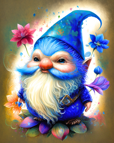 5D Diamond Painting Bright Blue Gnome Man Kit