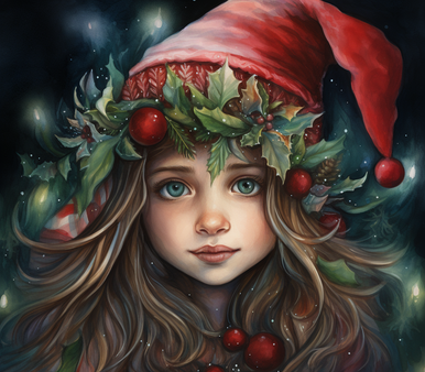 5D Diamond Painting Green Eye Christmas Girl Kit - Bonanza Marketplace