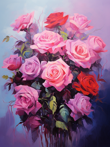 5D Diamond Painting Pink and Red Roses Kit - Bonanza Marketplace